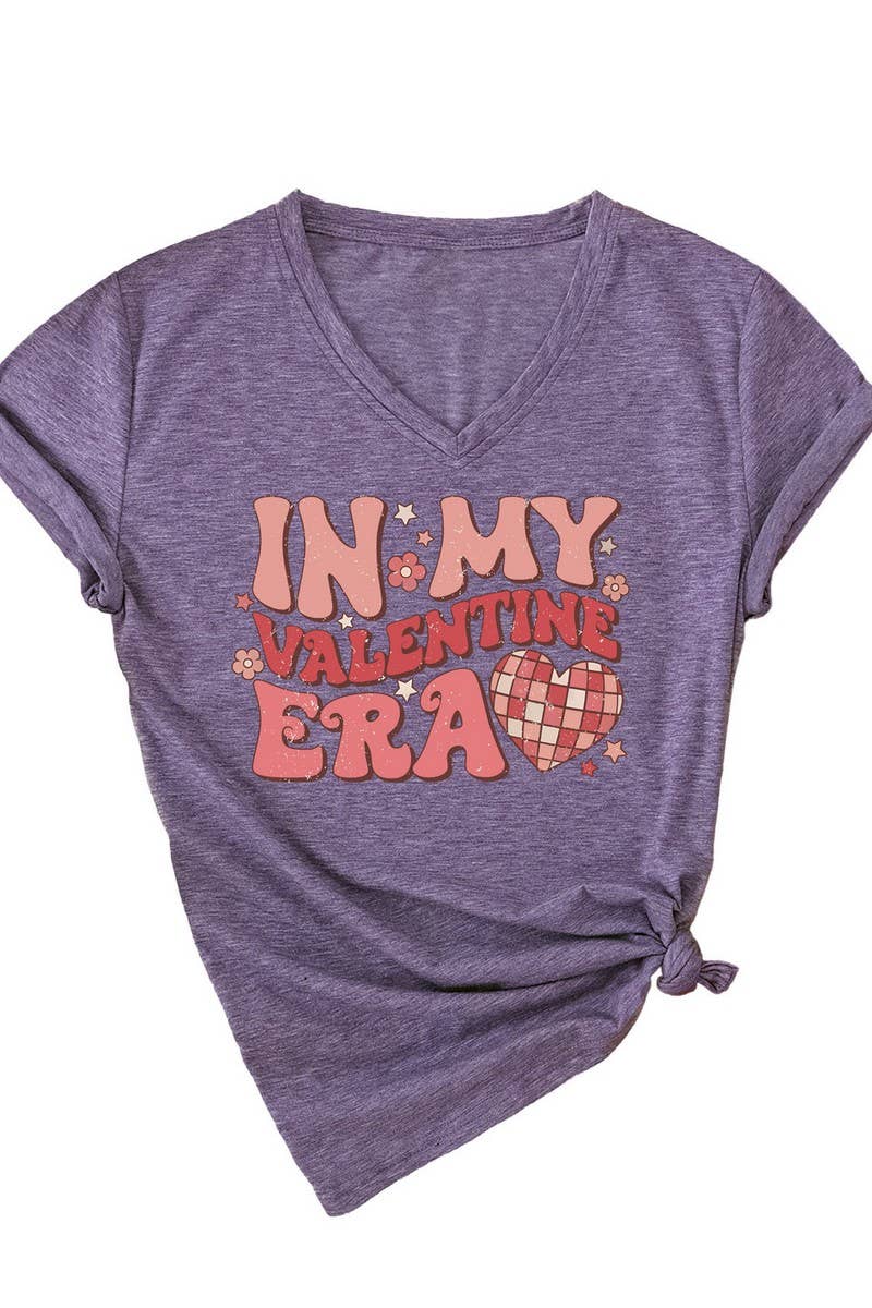 LETTER PRINTED V NECK SHORT SLEEVED T SHIRT_CWTTS0713