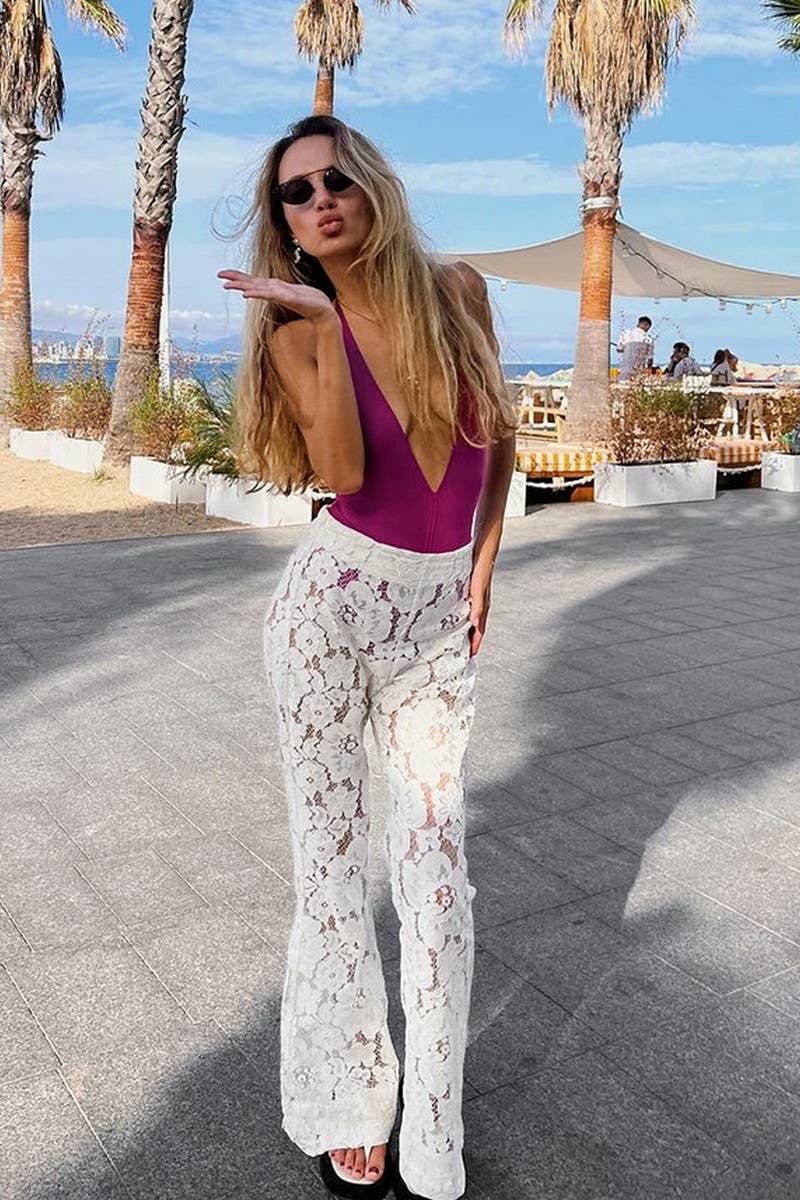 CWBLP1724_SHEER CUTOUT LACE WIDE-LEG TROUSERS