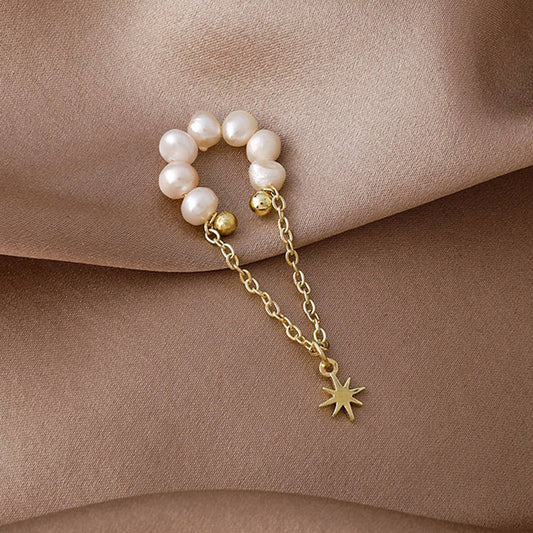 Design-sense freshwater pearl tassel ear clips