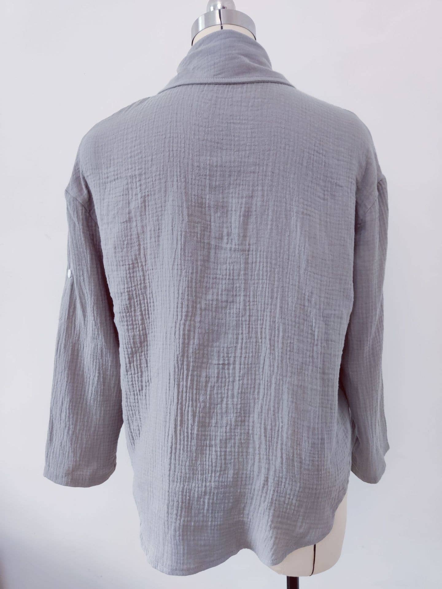 SOLID COLOR LOOSE LOOSE WOMEN'S TEXTURE SHIRT