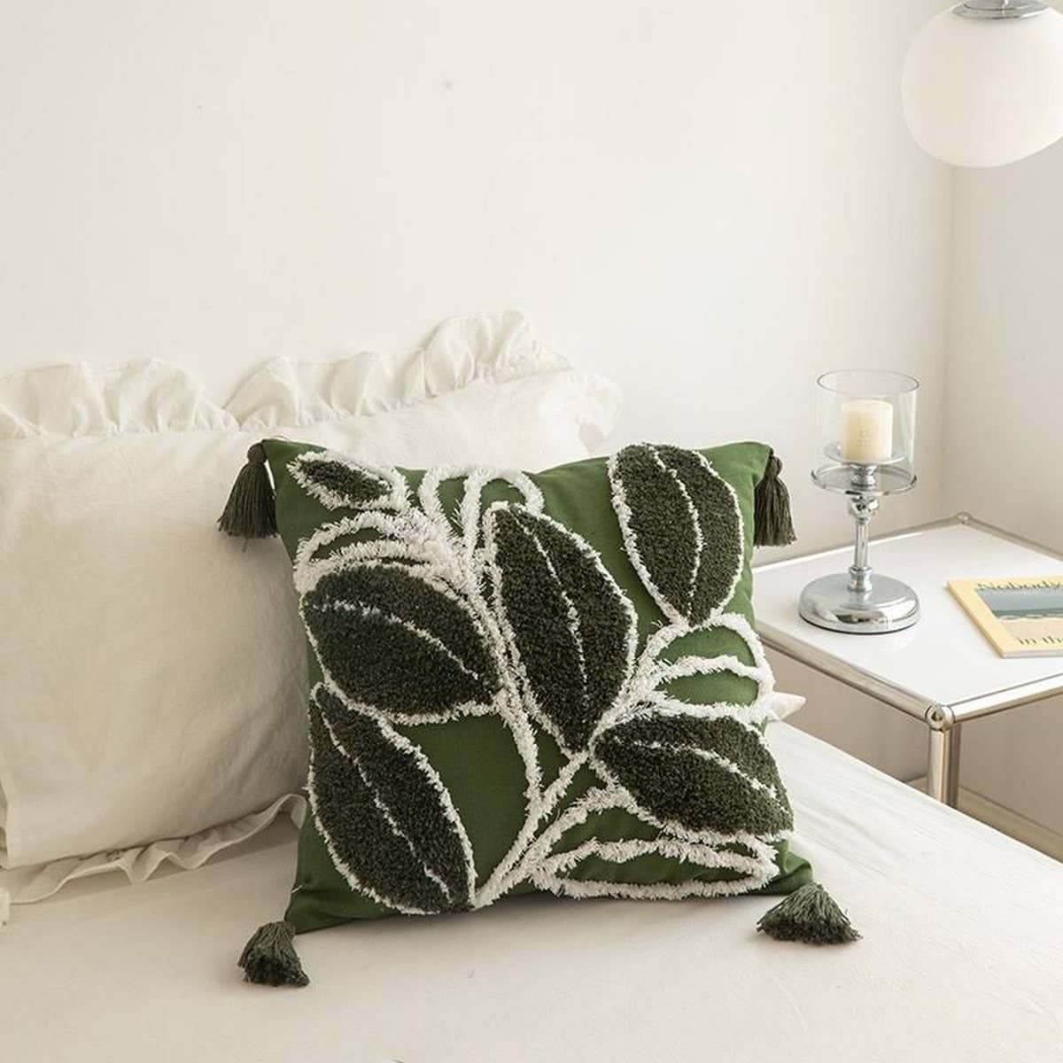 Luxury White Green Sofa Pillow Cover Modern Cushion