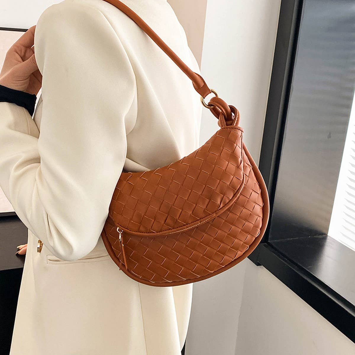 HANDMADE STRAW BAG FASHION ONE-SHOULDER ARMPIT BAG_CWAB1912