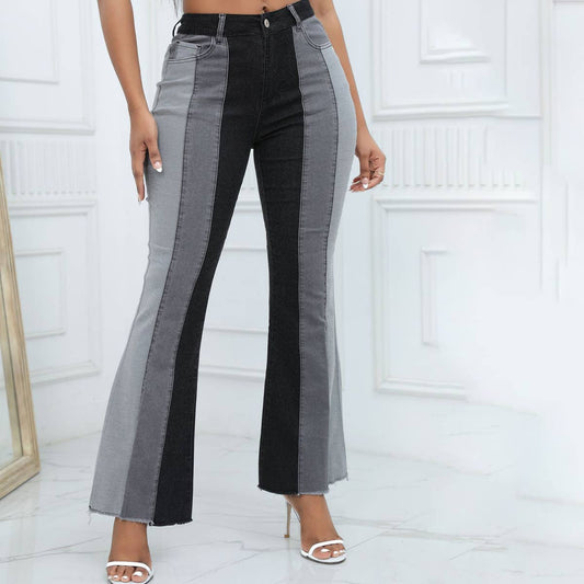 WOMENS WIDE LEG FLARED PANTS SLIM FIT JEANS_CWJP0170