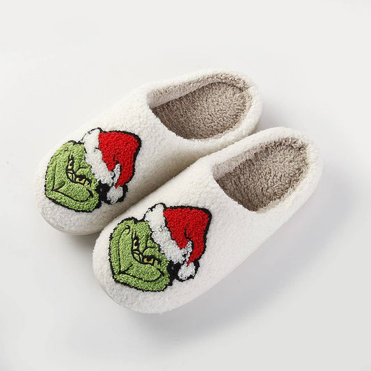 CHRISTMAS GRINCH PATTERN WINTER COTTON SLIPPERS