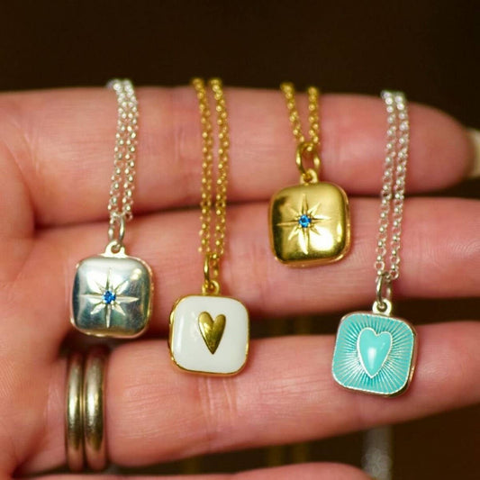 SIMPLE STAINLESS STEEL COLORFUL HEART NECKLACE_CWMM3823