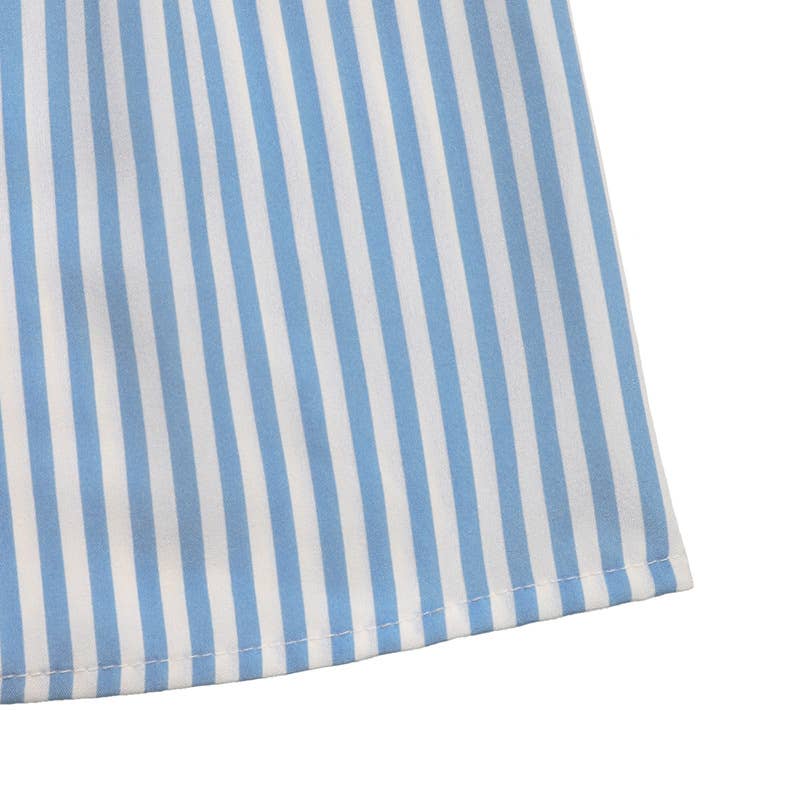 Resort-style striped ruffled strappy dress