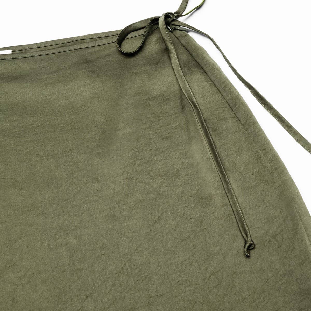 LACE-UP SATIN SKIRT HIGH WAIST SLIT STRAIGHT SKIRT_CWBSS0416