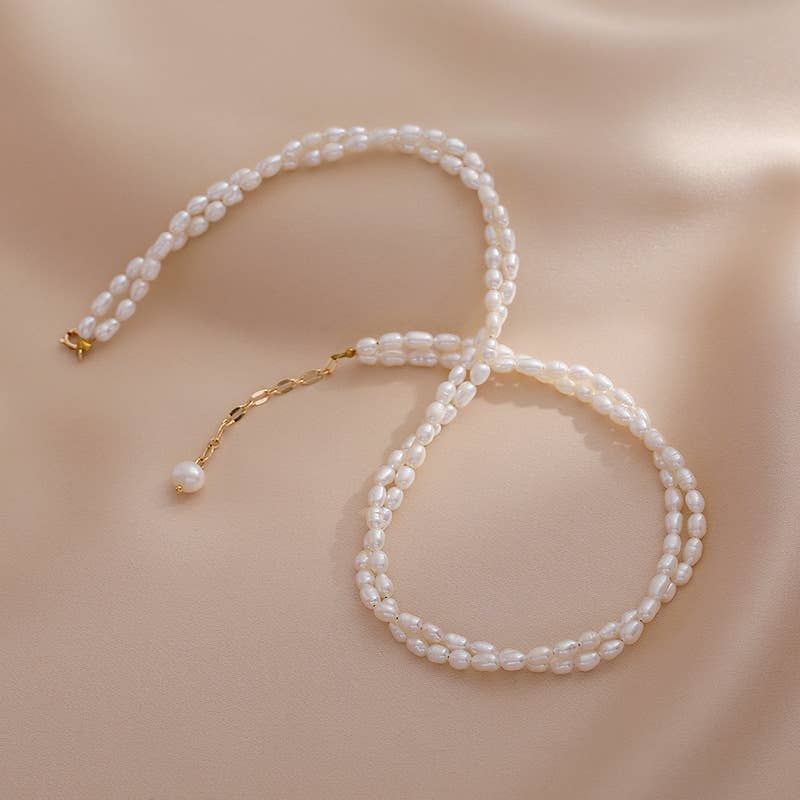 Freshwater pearl versatile pearl woven necklace