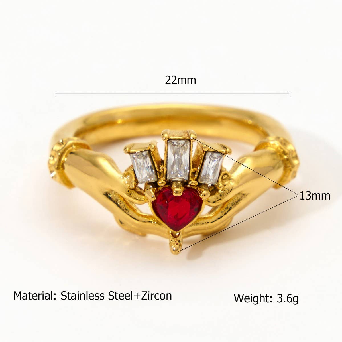 Geometric CZ Steel Ring with Luxe Gloss Finish