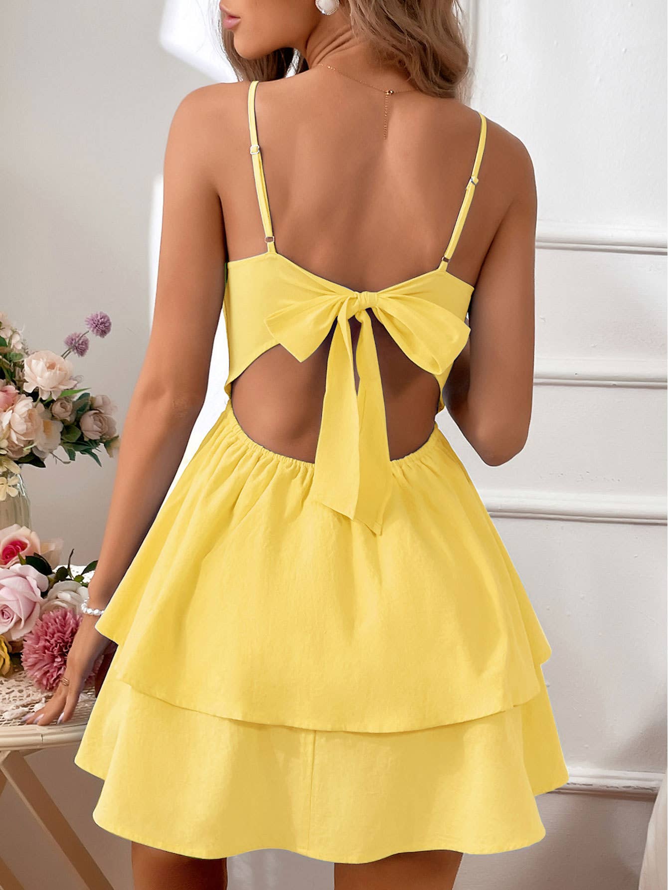 Backless Butterfly Knot Tie Short Sexy Dress