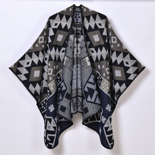 GEOMETRIC DIAMOND THICK WARM SHAWL