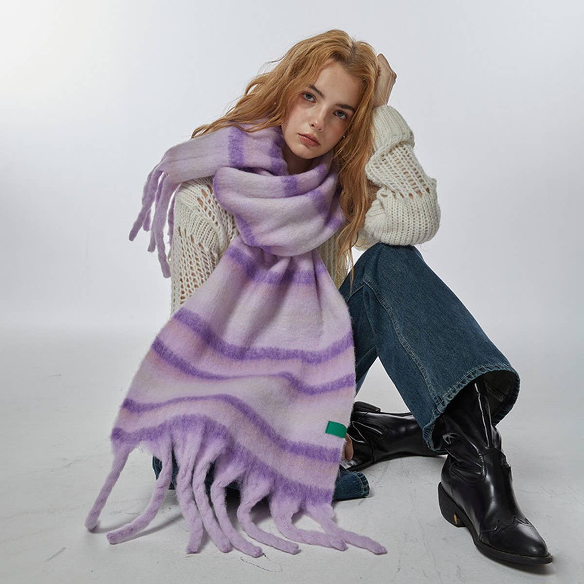 Purple Stripe Scarf - Soft Warm Wrap for Students_CWASC2374