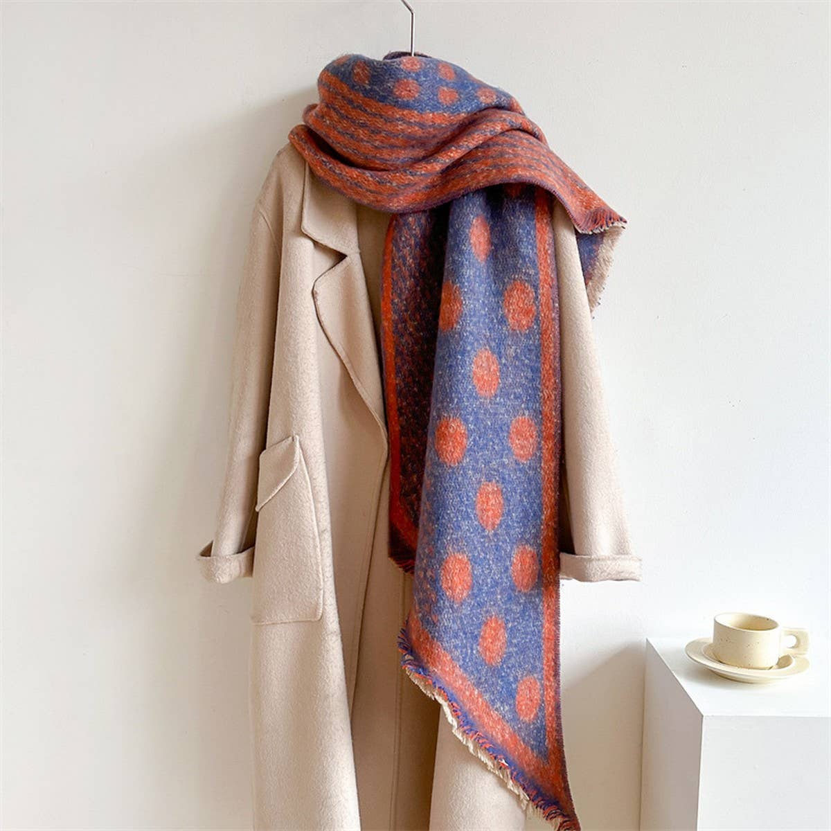 Polka Dot Loop Scarf ??Thick Warm Winter Shawl_CWASC0979