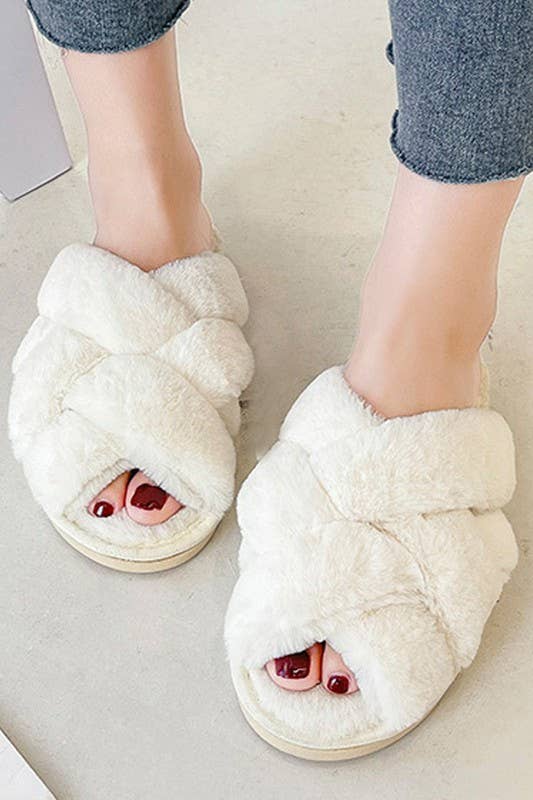 CROSS STRAP HOUSE SHOES COZY COMFY INDOOR SLIPPERS