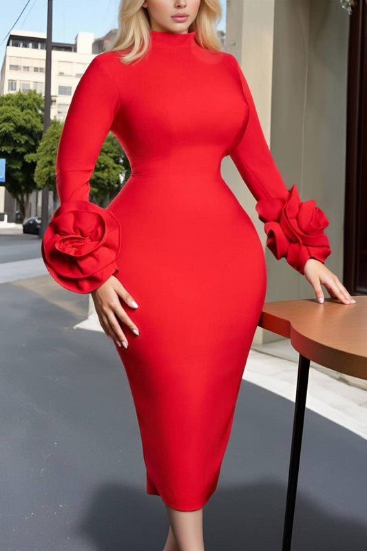 CWDMD01271_2025 ELEGANT FLORAL  HIGH NECK DRESS