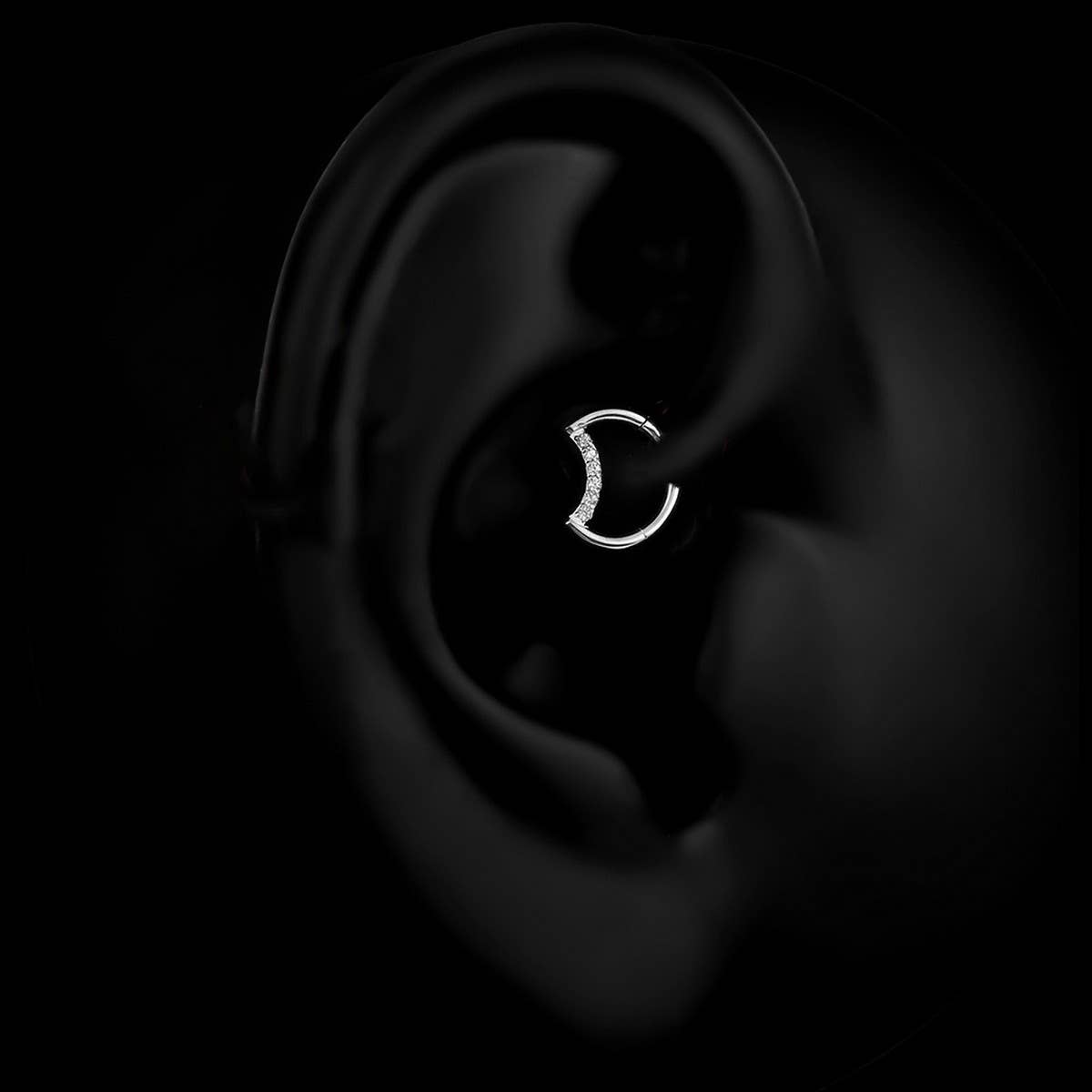 Full Rhinestone Punk Nose Ring in Stainless Steel