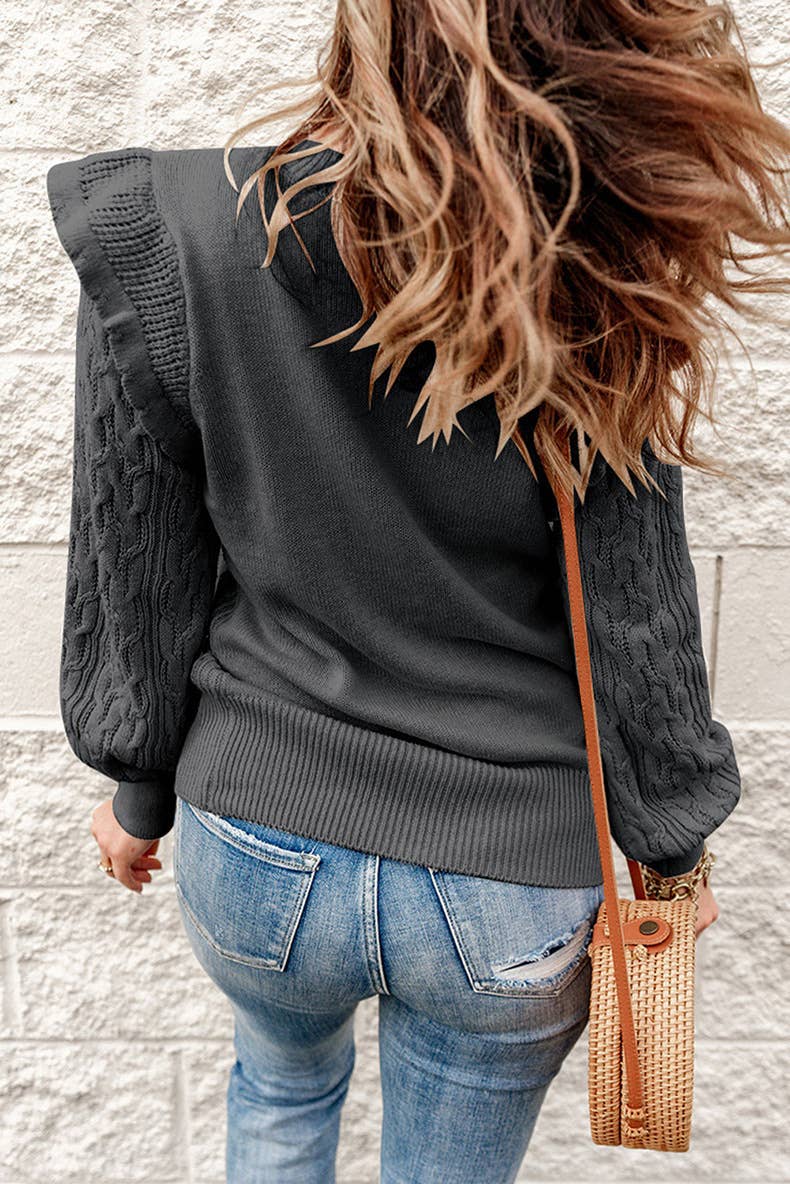 THICKENED SOLID COLOR LOOSE LONG-SLEEVED SWEATER