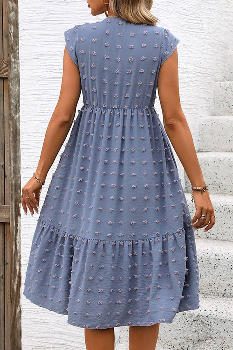 CWDMD2538_V-NECK LOOSE JACQUARD DRESS