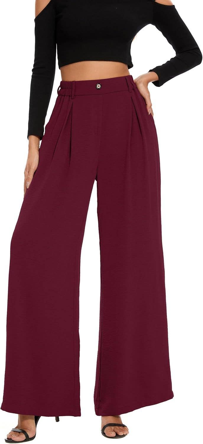 Tight high-waisted straight-leg wide-leg pants