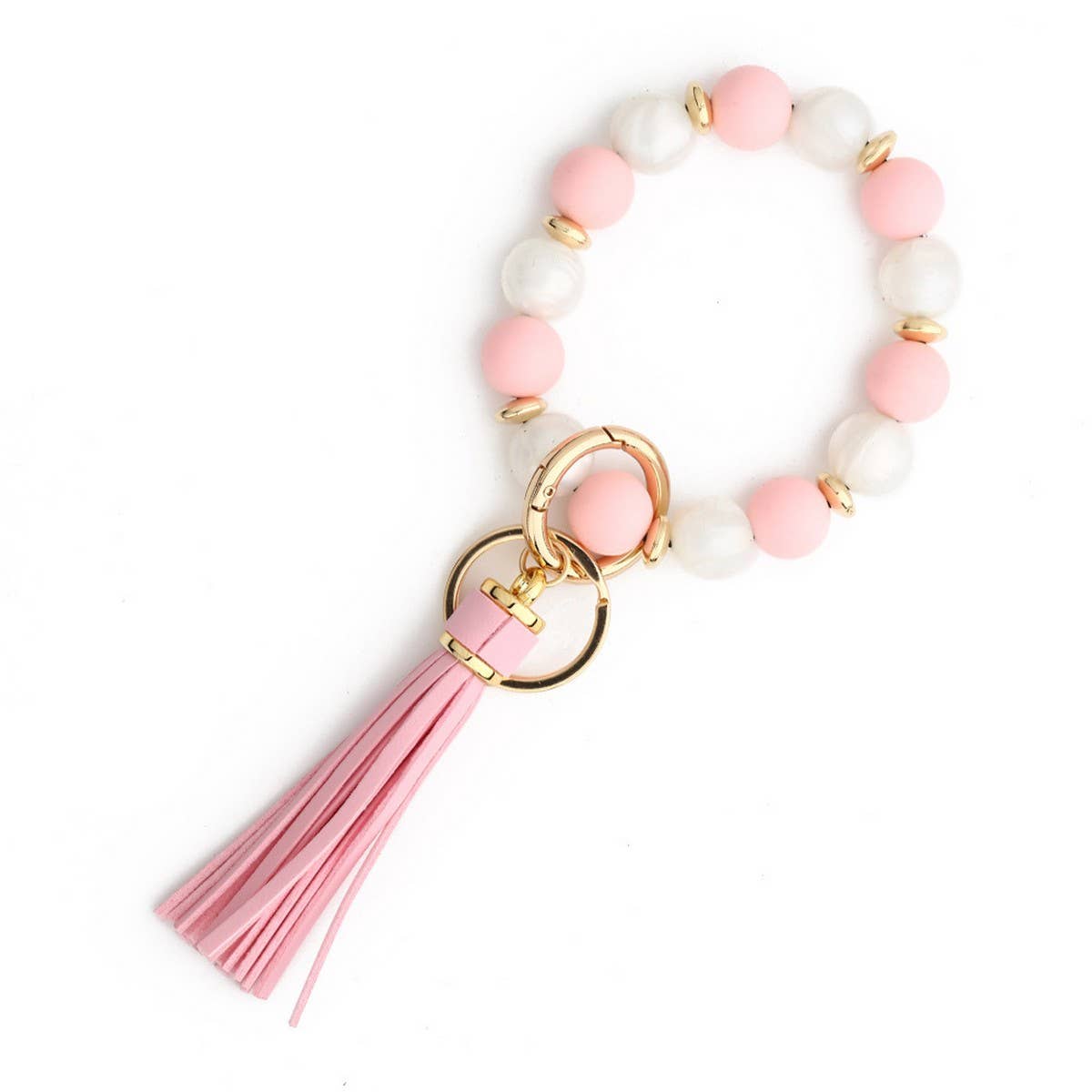 Silicone Bead Tassel Keychain with Wooden Beads_CWAB5078