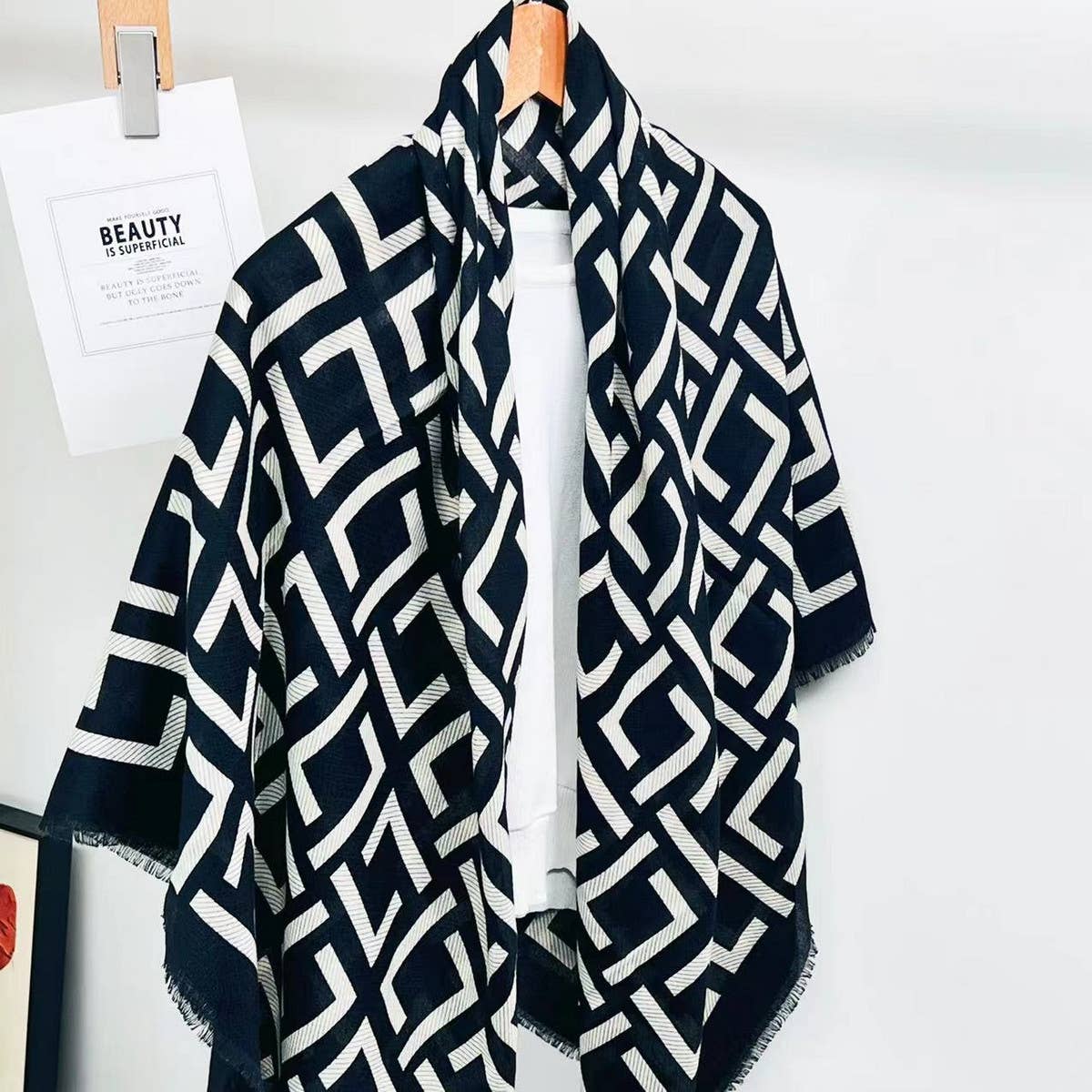 Letter Print Scarf - Chic Winter Wrap Gift Shawl