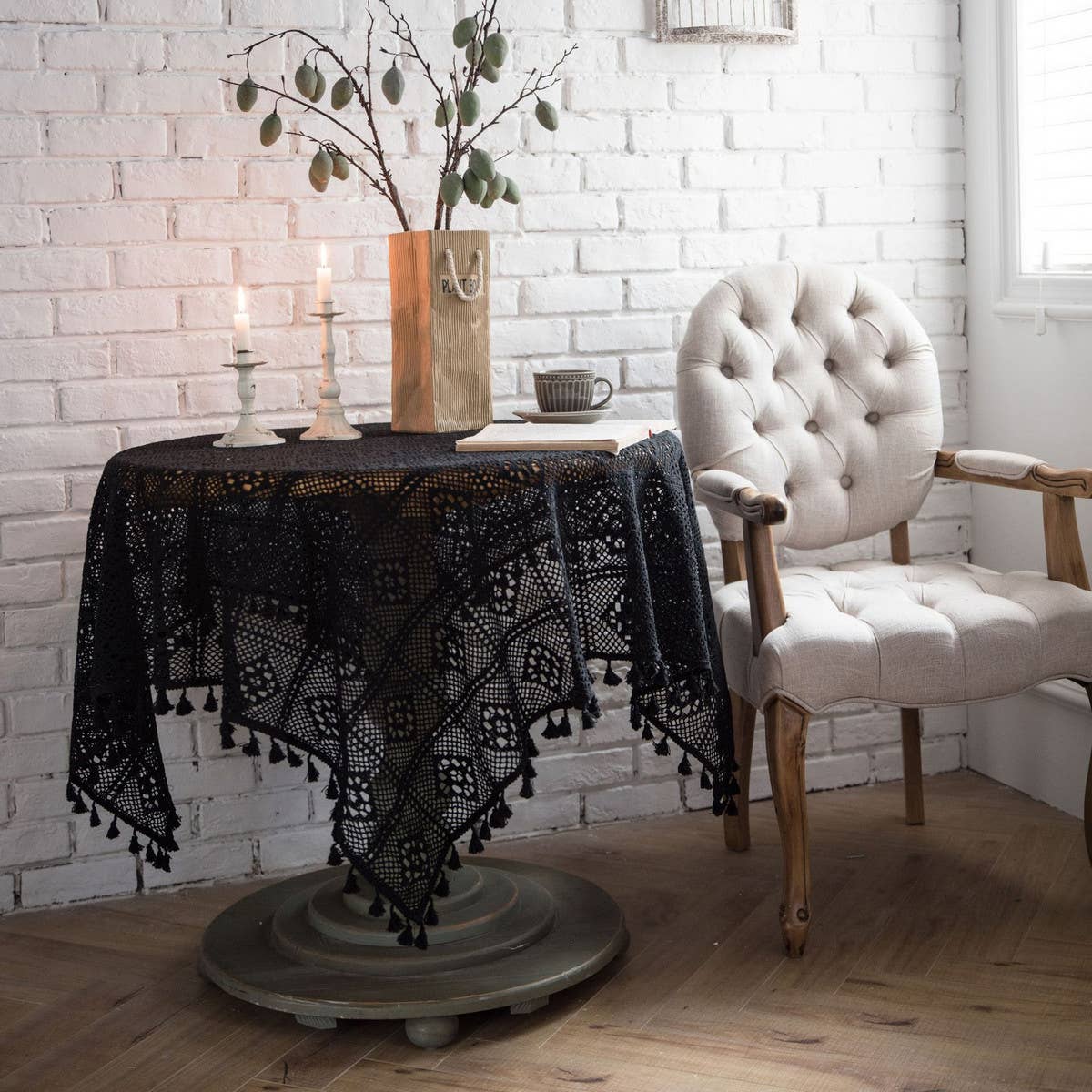 RETRO PASTORAL CROCHET HOLLOW ROUND TABLECLOTH_CWMM0949