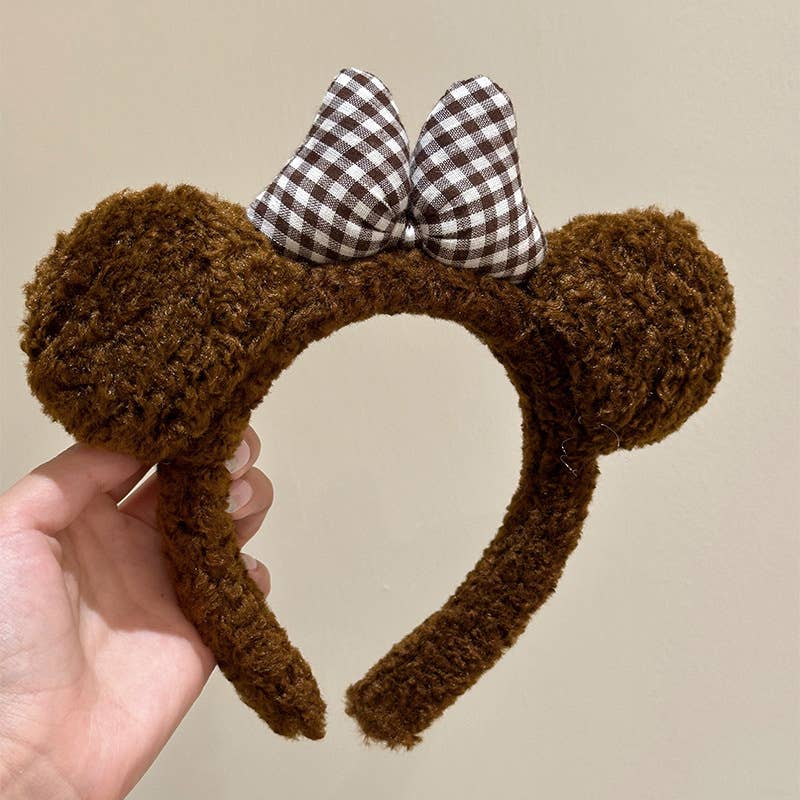 Cute bow stuffed bear high top headband