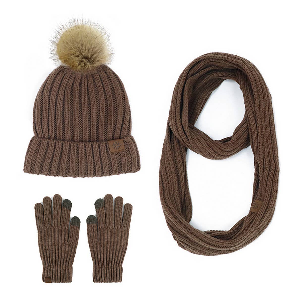 WINTER ADULT OUTDOOR WARM KNITTED SCARF SUIT WOMEN