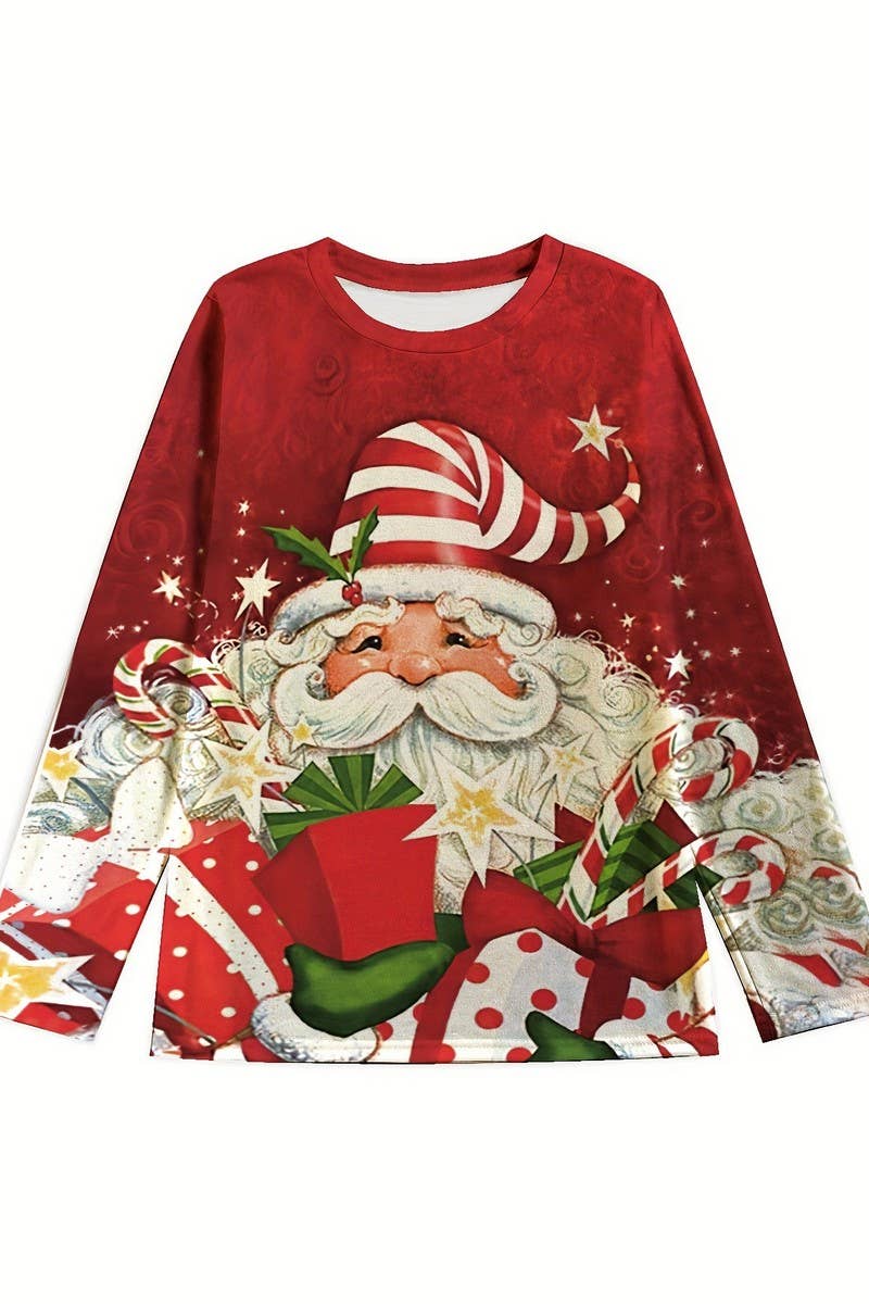 CWOSWL07610_CHRISTMAS SANTA LONG SLEEVE KNIT TOP