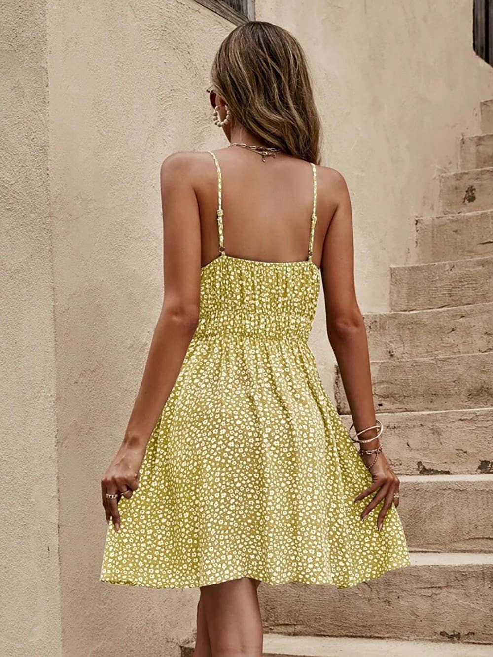 HOLIDAY STYLE PRINT HALTER FRESH SLEEVELESS SKIRT