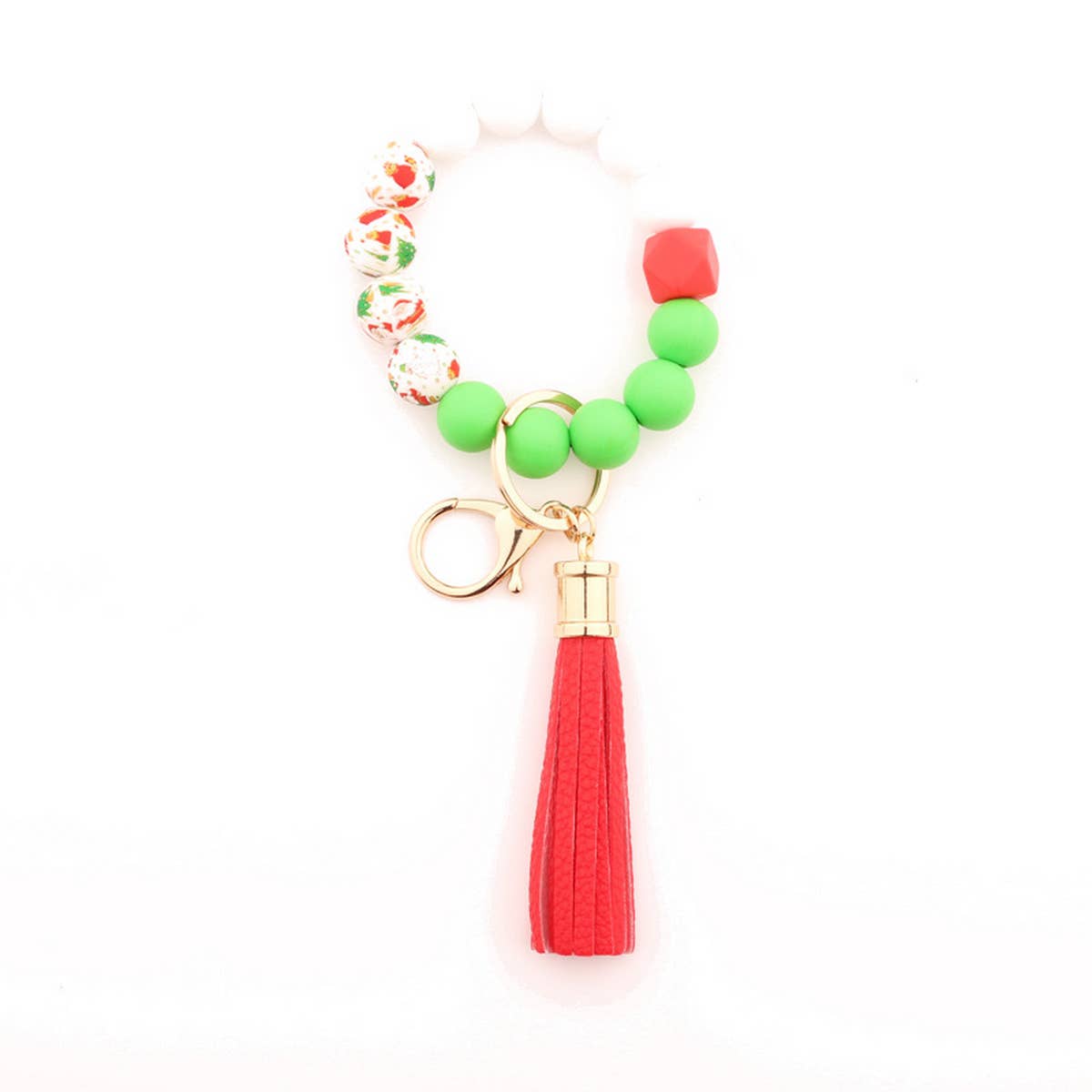 CHRISTMAS BEAD BRACELET CARD HOLDER KEYCHAIN