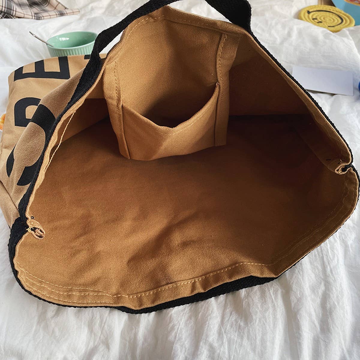 LETTER EMBROIDERED LARGE CAPACITY CANVAS TOTE BAG_CWAB1682