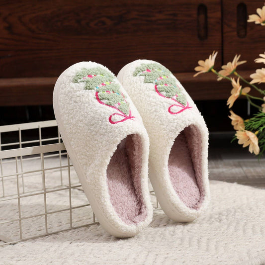 Cozy Christmas Bow Slippers Non-Slip Home Shoes_CWSHF00216