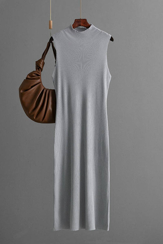 CWDMD01156_SOLID SLEEVELESS KNIT BODYCON TANK DRESS
