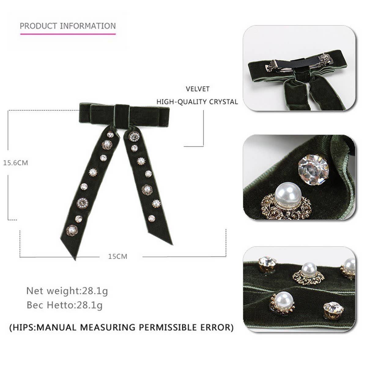 HANDMADE LONG RIBBON VELVET BOW HAIRPIN HEADDRESS