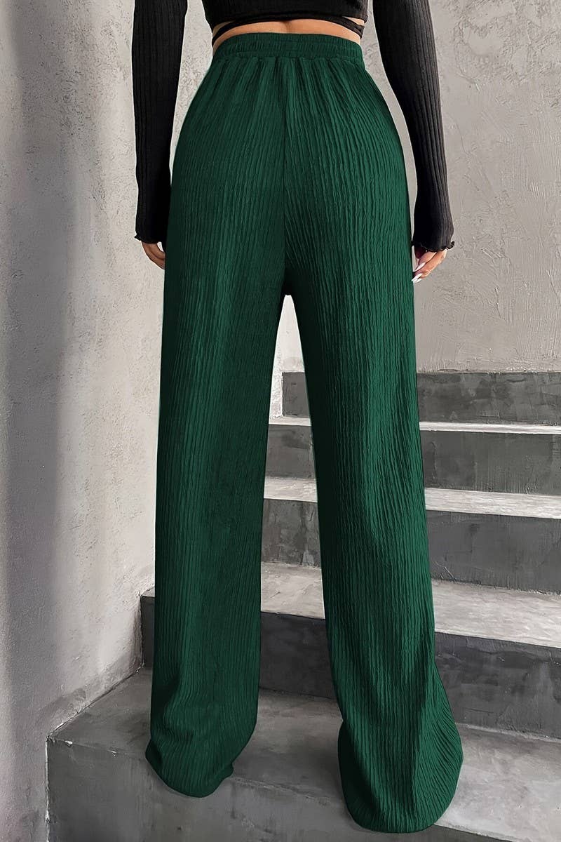 CWBLP1136_ELASTIC WAIST PINSTRIPE DRAWSTRING WIDE LEG PANTS