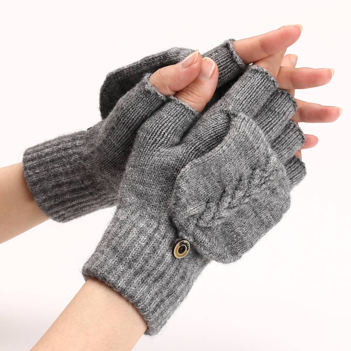 FLAP HALF FINGER WOOL WARM GLOVES_CWAG0098