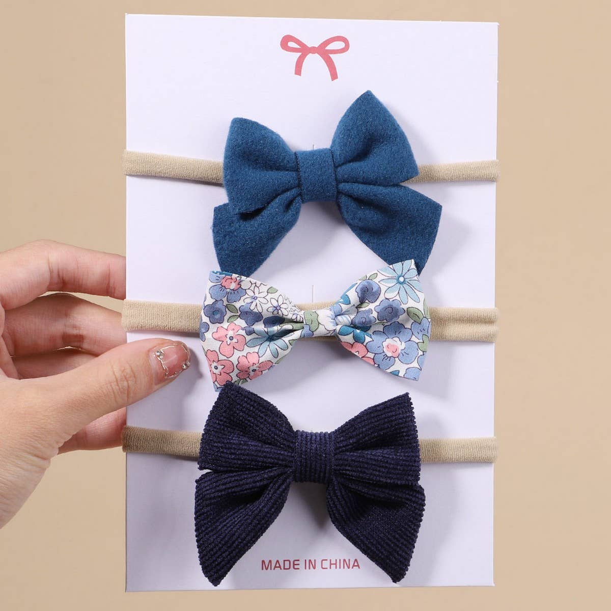 Corduroy Bow Baby Headband Set for Girls