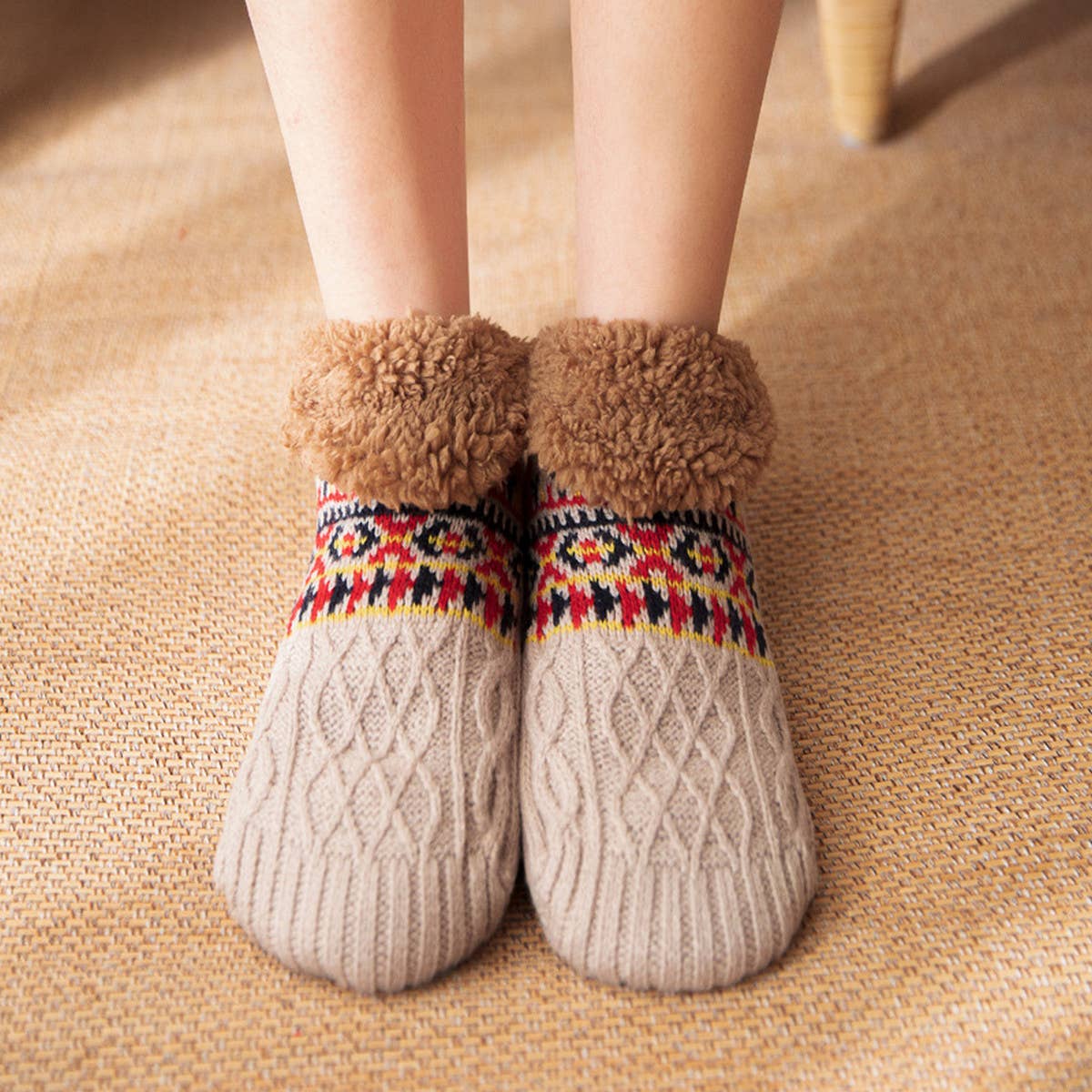 NON-SLIP WARM PLUSH INDOOR SLIPPERS_CWMS0703