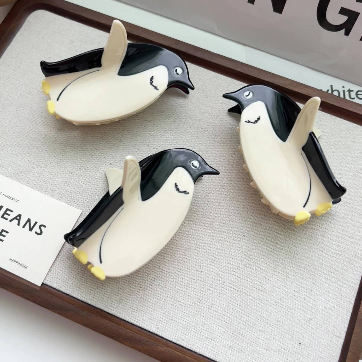 Cute Penguin Acetate Shark Hair Claw Clip