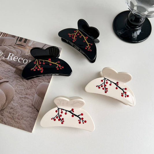 Elegant Plum Blossom Large Acetate Hair Clip