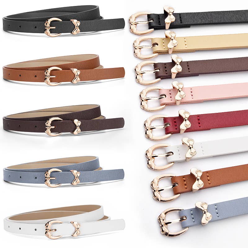 Butterfly pin buckle imitation leather belt