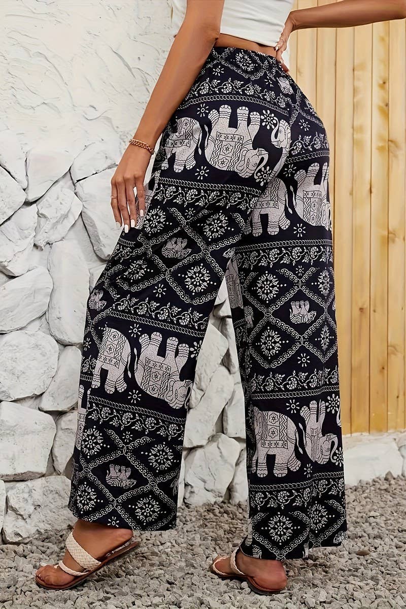 CWBLP2076_BOHO ELEPHANT PRINT DRAPED WIDE LEG PANTS
