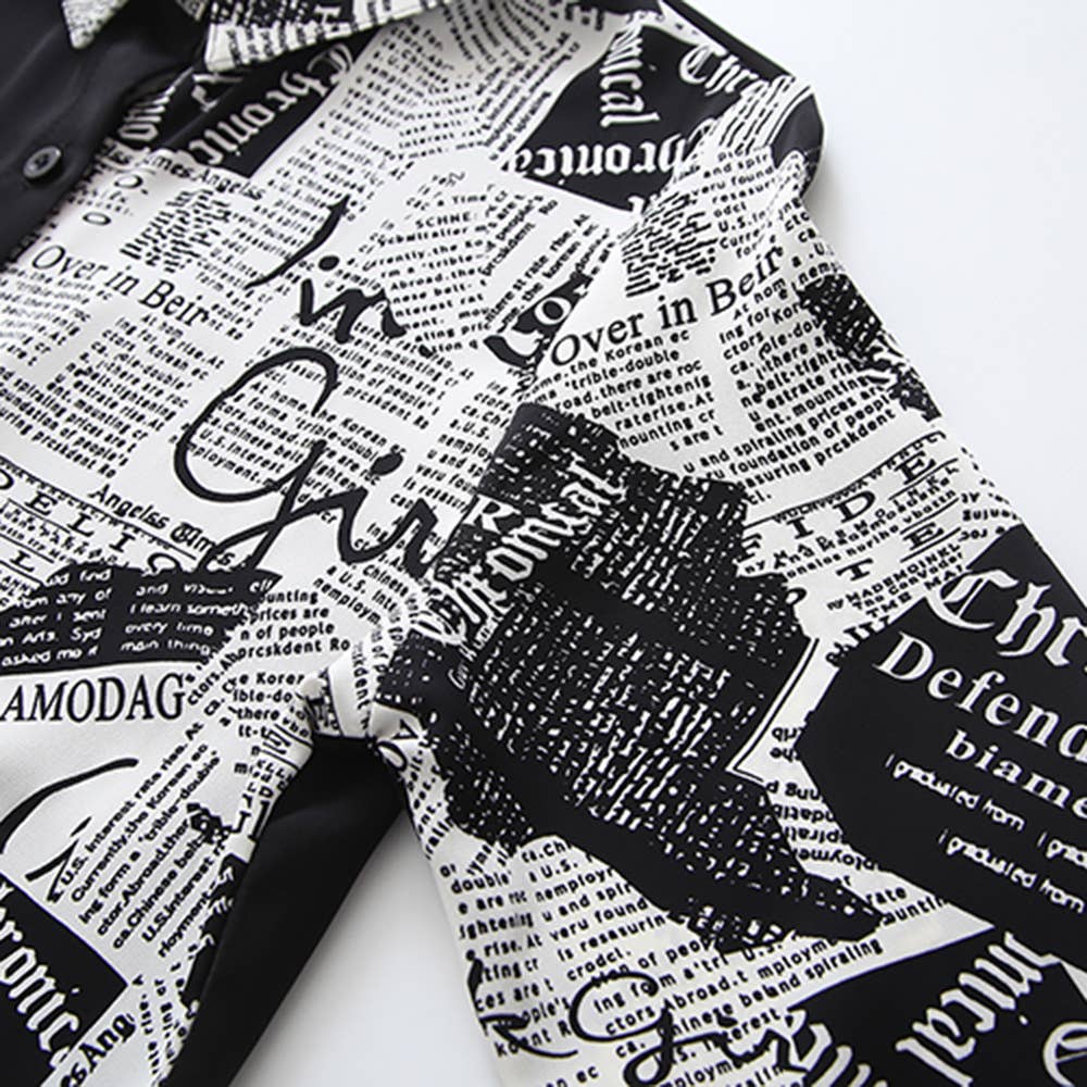 Vintage patchwork chiffon long-sleeved shirt