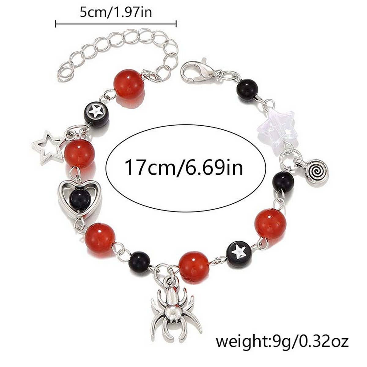 HALLOWEEN SPIDER HEART STAR BRACELET