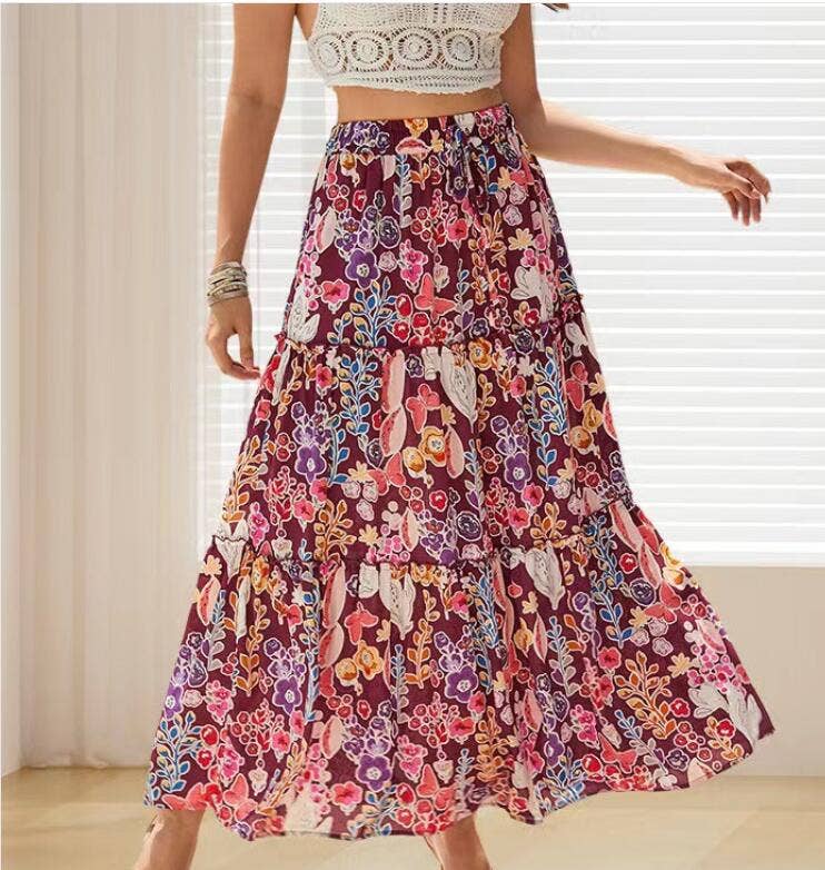 Exotic high-waisted slimming full-length skirt