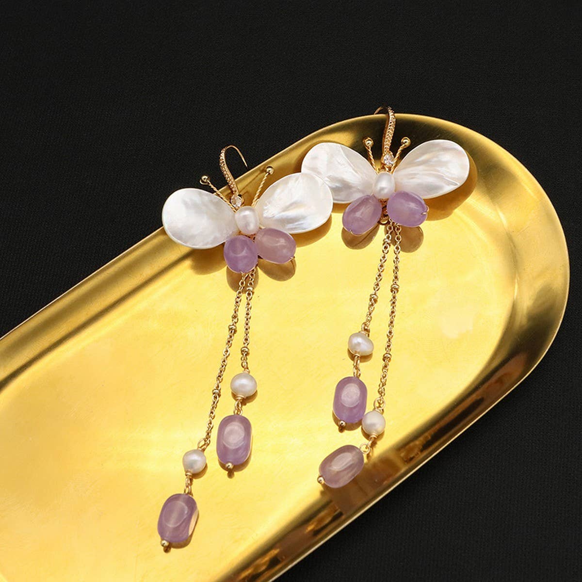 HIGH-END SIMPLE SHELL BUTTERFLY PEARL EARRINGS