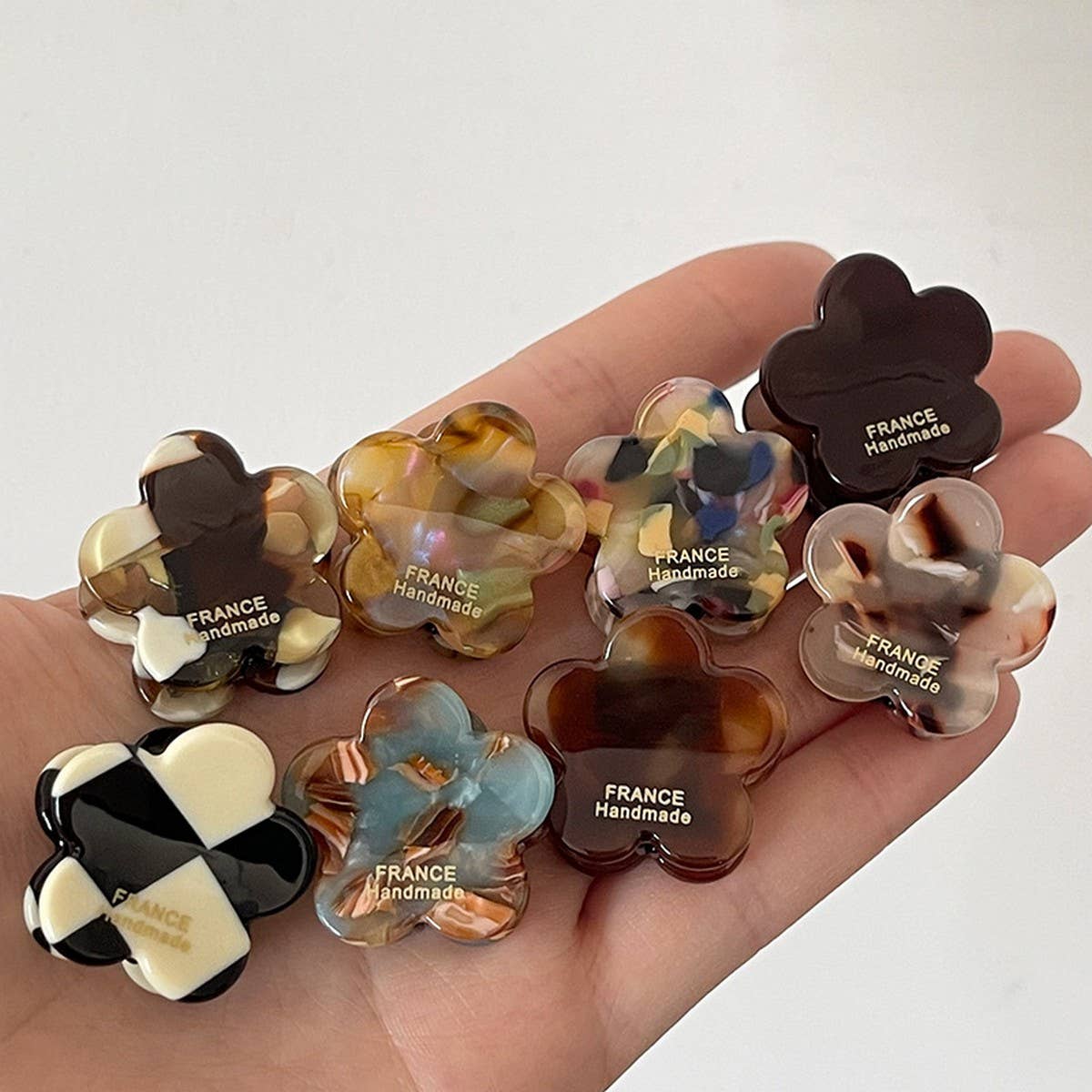 Ink Brown Floral Mini Hair Claw - Retro Bang Clip