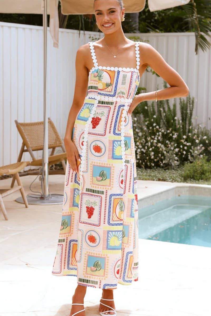 CWDMD5175_OFF SHOULDER RUFFLE TRIM FLORAL CAMI DRESS