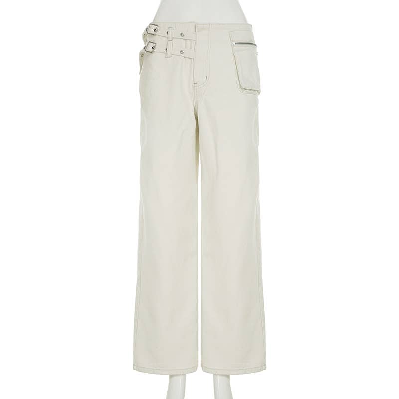 Workwear three-dimensional pocket straight pants